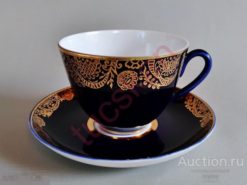 Чайная пара ЛФЗ кобальт СССР №11 