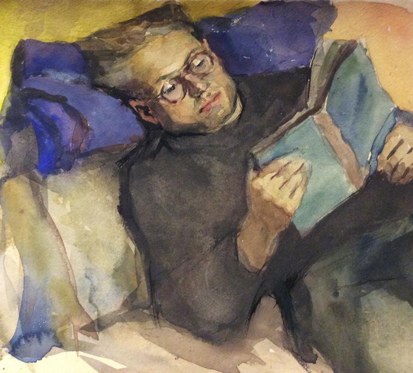 "Мужчинa читает книгу"  1958 г.  Солоницын А.П.