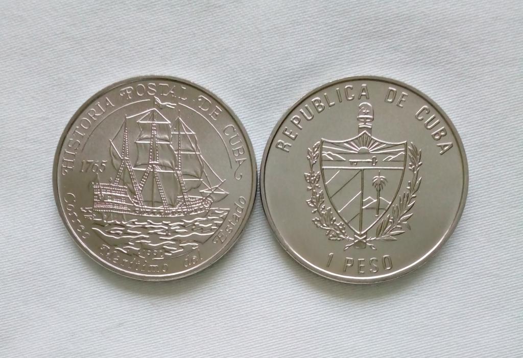Куба 1 песо 1992 год никель unc Парусник