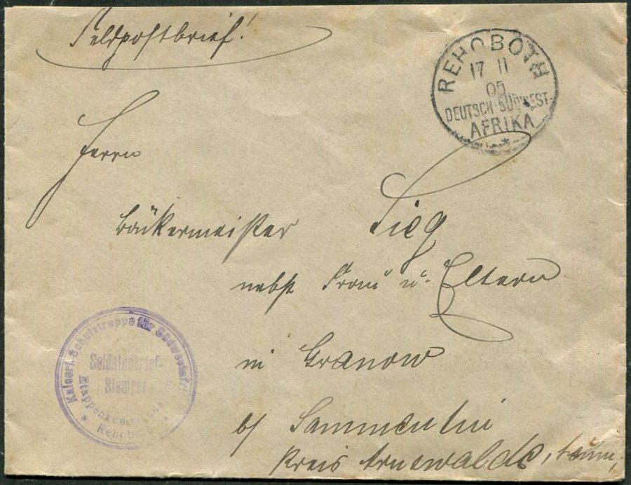 Германские колонии ЮГО-ЗАПАДНАЯ АФРИКА 1905 Рехобот ВОССТАНИЕ ГЕРЕРО полевая почта конверт ⇒Германия