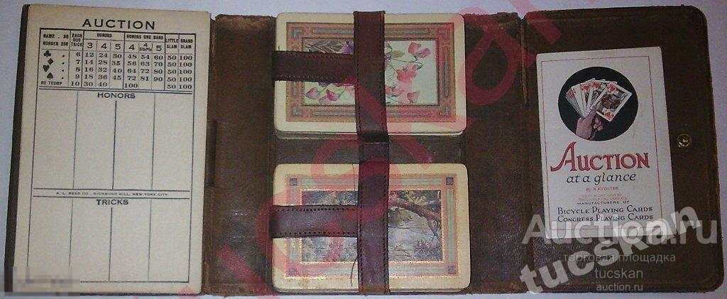 Игральные карты Маргаритки 2 колоды в портмоне 1925 год 