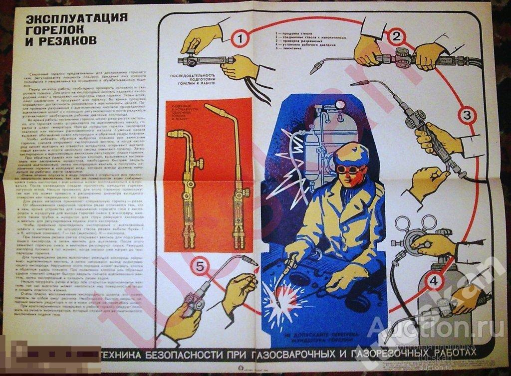 Плакат по технике безопасности СССР №4  43х57см 