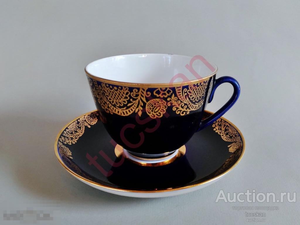 Чайная пара ЛФЗ кобальт СССР №10 