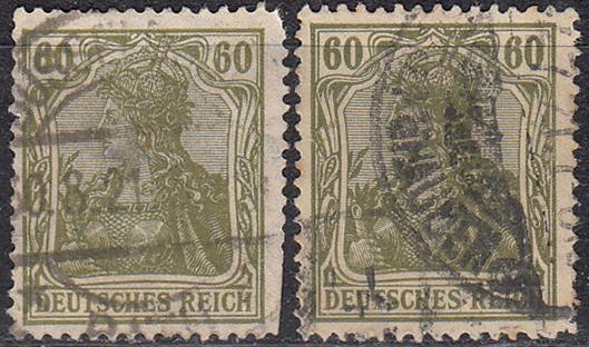 1920 Германия Веймар Стандарт Выпуск VIII Разновидности Оттенки цвета № 147 гаш. 4 евро
