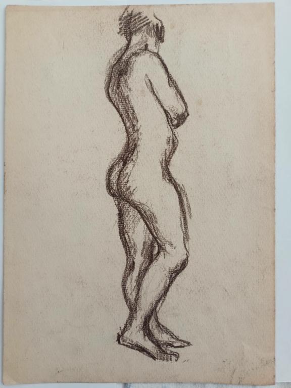 Бубнов А.П. (1908-1964)  Стоящая обнаженная (на обороте - склонившаяся фигура)