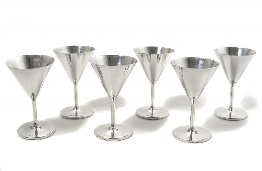 Серебряные рюмки - маргаритки, 6 шт. Швеция, 1955 год.