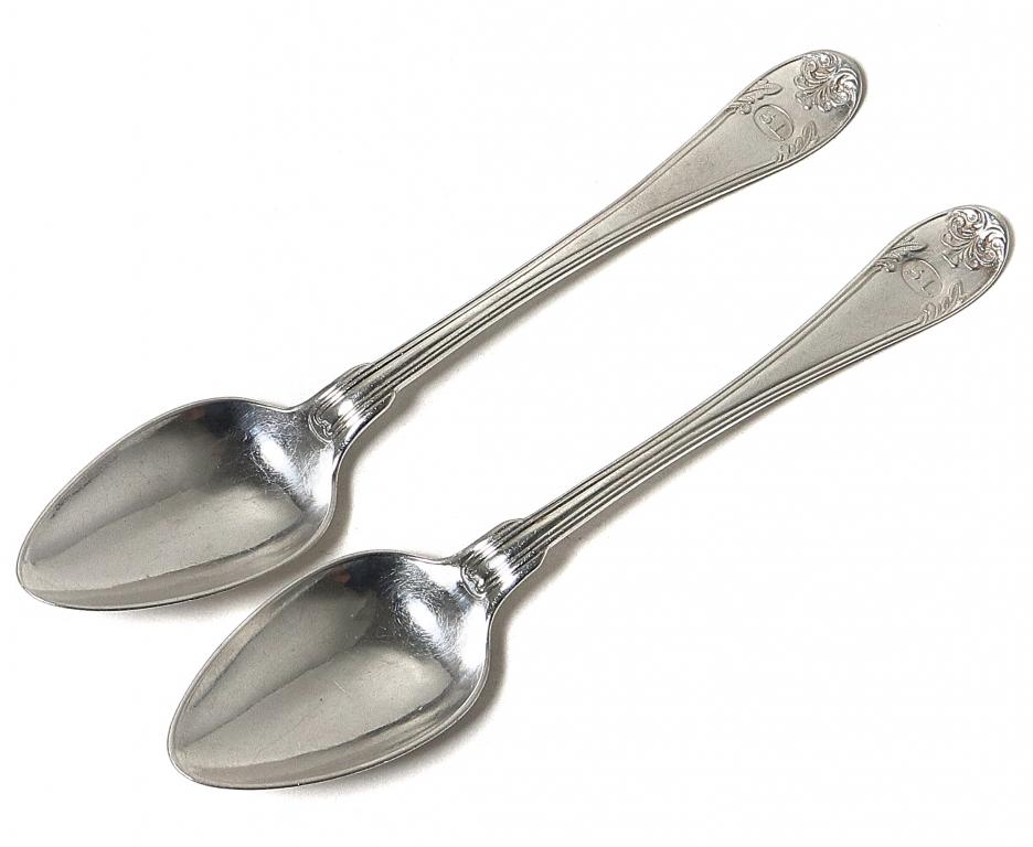 Серебряные чайные ложки, 2 шт. Швеция, 1840 год.