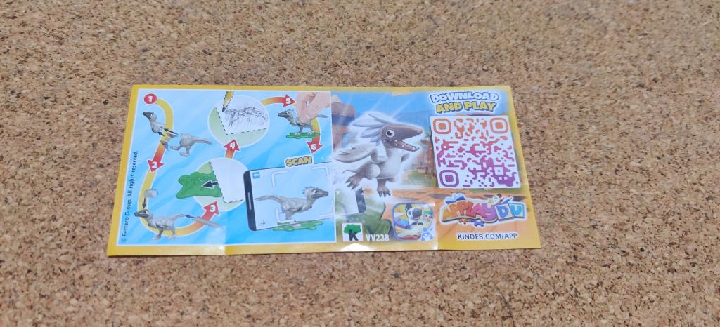 Вкладыш от киндер-сюрприза VV238 Applaydu Динозавр