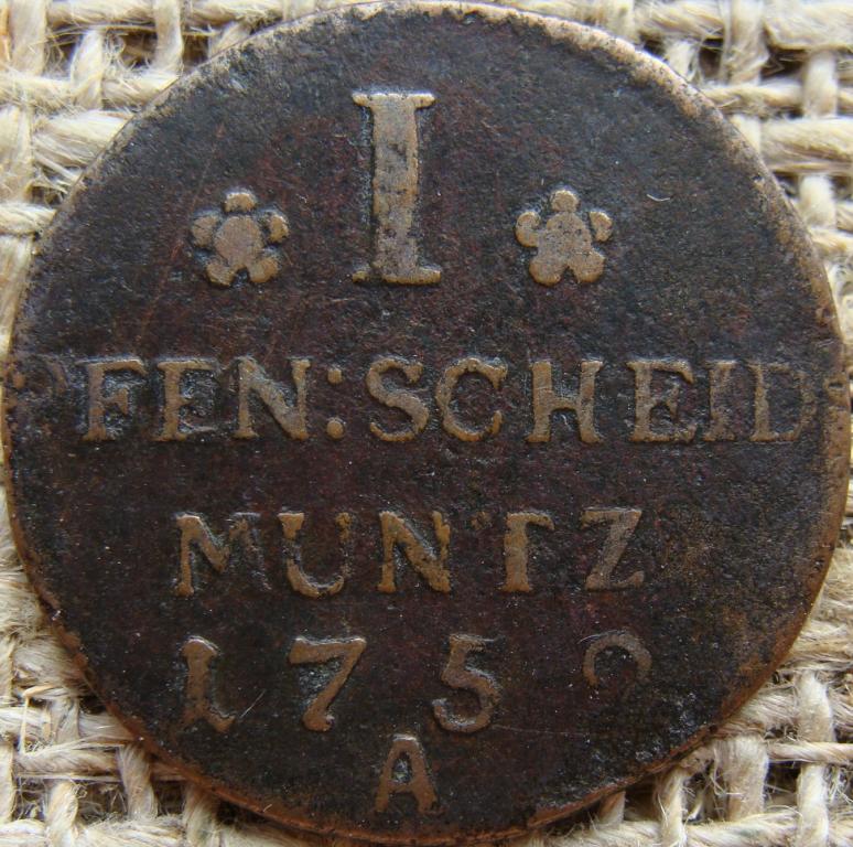 Пруссия королевство 1 пфенниг 1752 год (А)