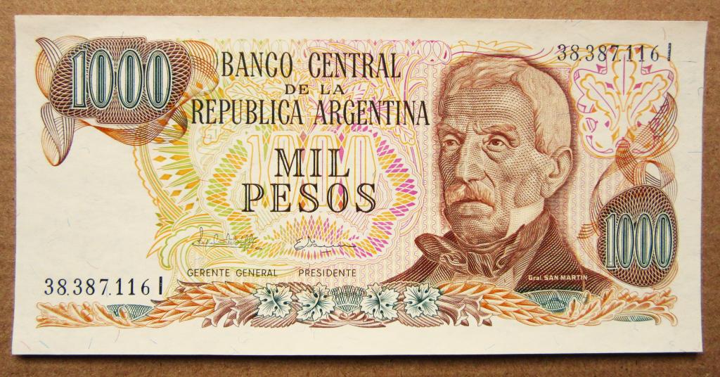 Аргентина 1000 песо 1976 - 83 гг. Хосе Марти UNC