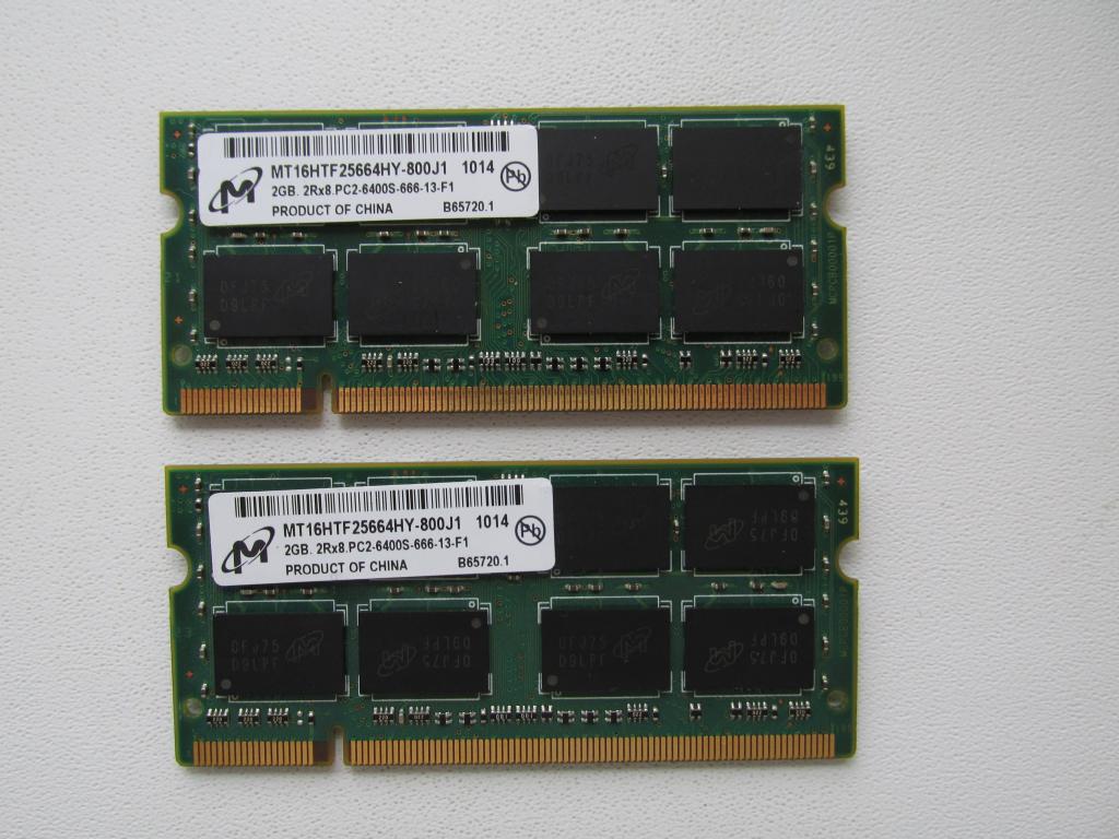 Оперативная память для ноутбука Micron ddr2 2+2 гб.