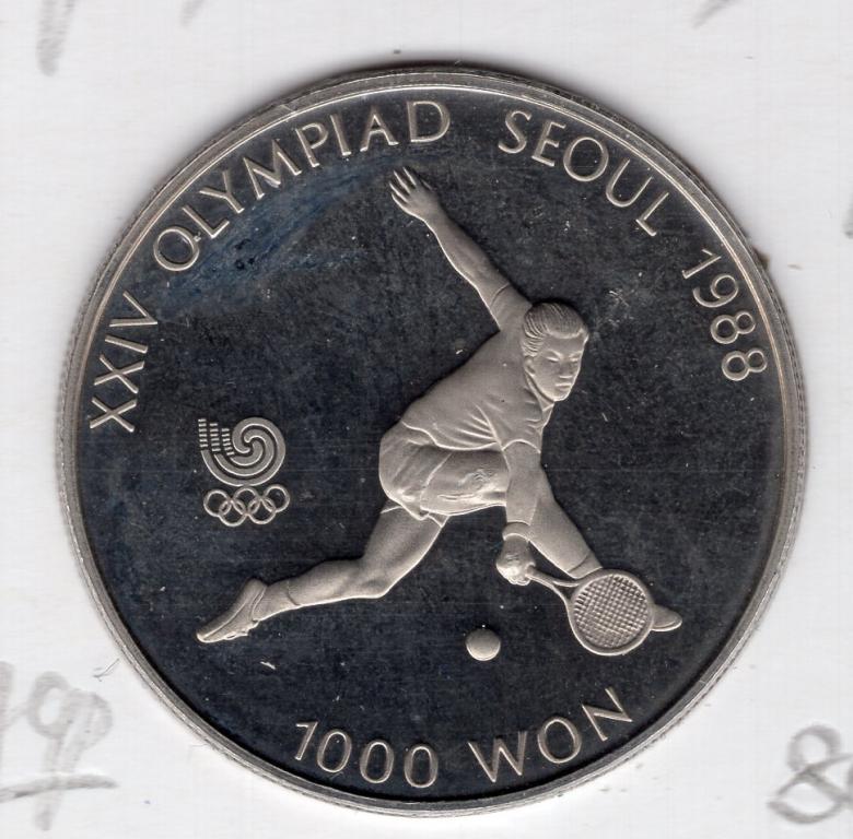 1000 вон - Южная Корея - 1987 - Олимпиада в Сеуле - Теннис - ПРУФ