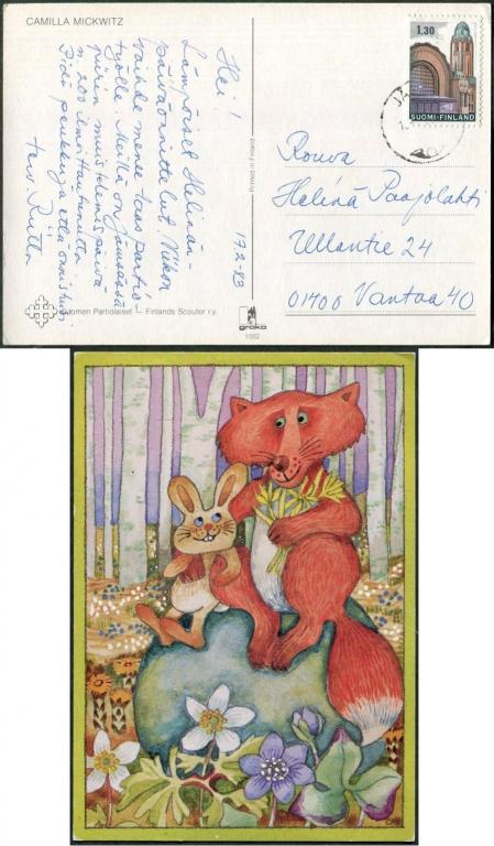 СКАУТИЗМ Финляндия скауты бойскауты скаутинг открытка лиса и заяц юмор