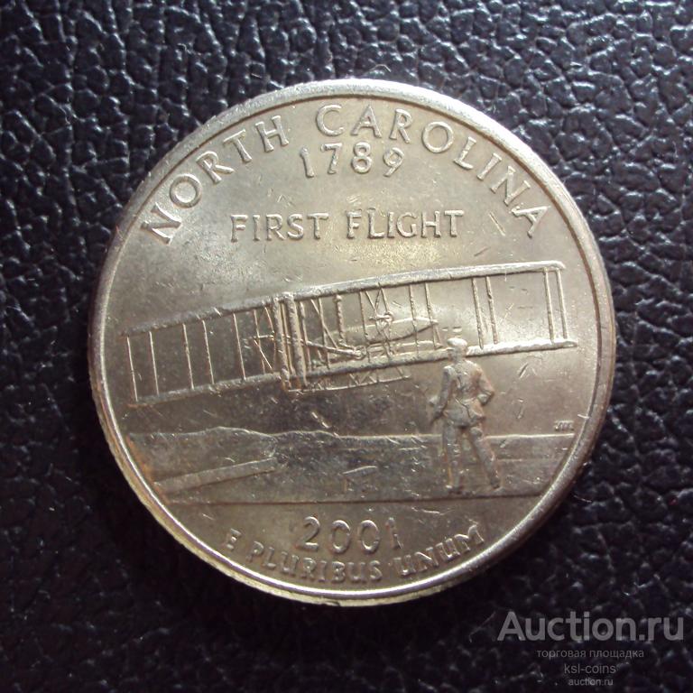 США 25 центов 2001 p год Северная Каролина.