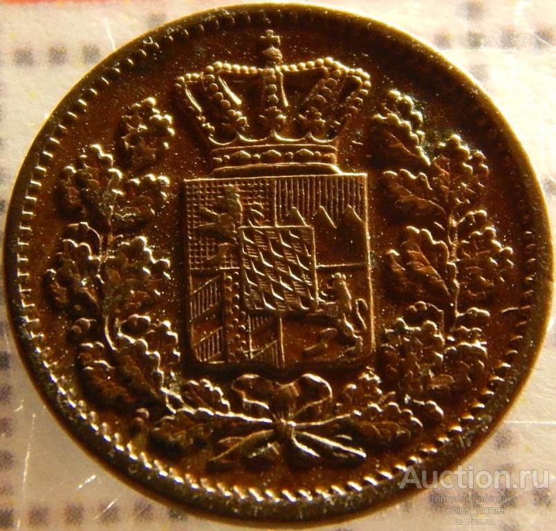Coins Home БАВАРИЯ 1861 Германия 1 пфенниг XF/AU KM#856 Lot#BAY104