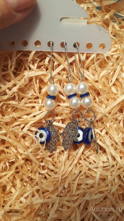 Булавка глазок оберег ручка Брошь брошка бижутерия стразы 7см. арт.3454 