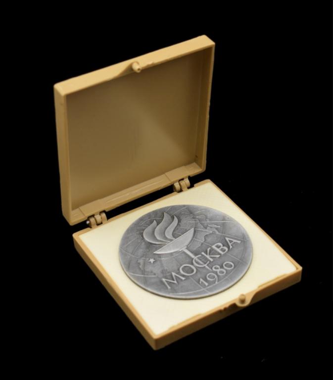 СССР 1980 Медаль Игры XXII Олимпиады Москва олимпийский огонь D60mm Al алюминий футляр