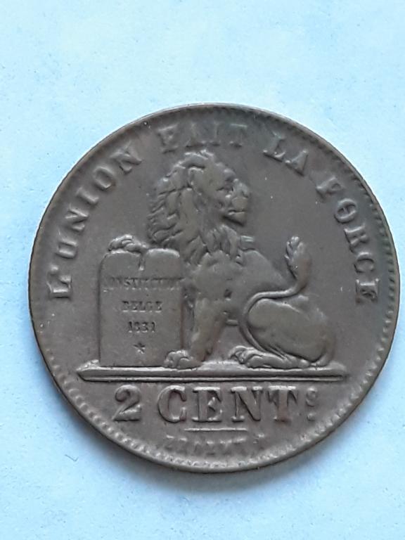 Бельгия 2 сантима 1909 КМ 35.1