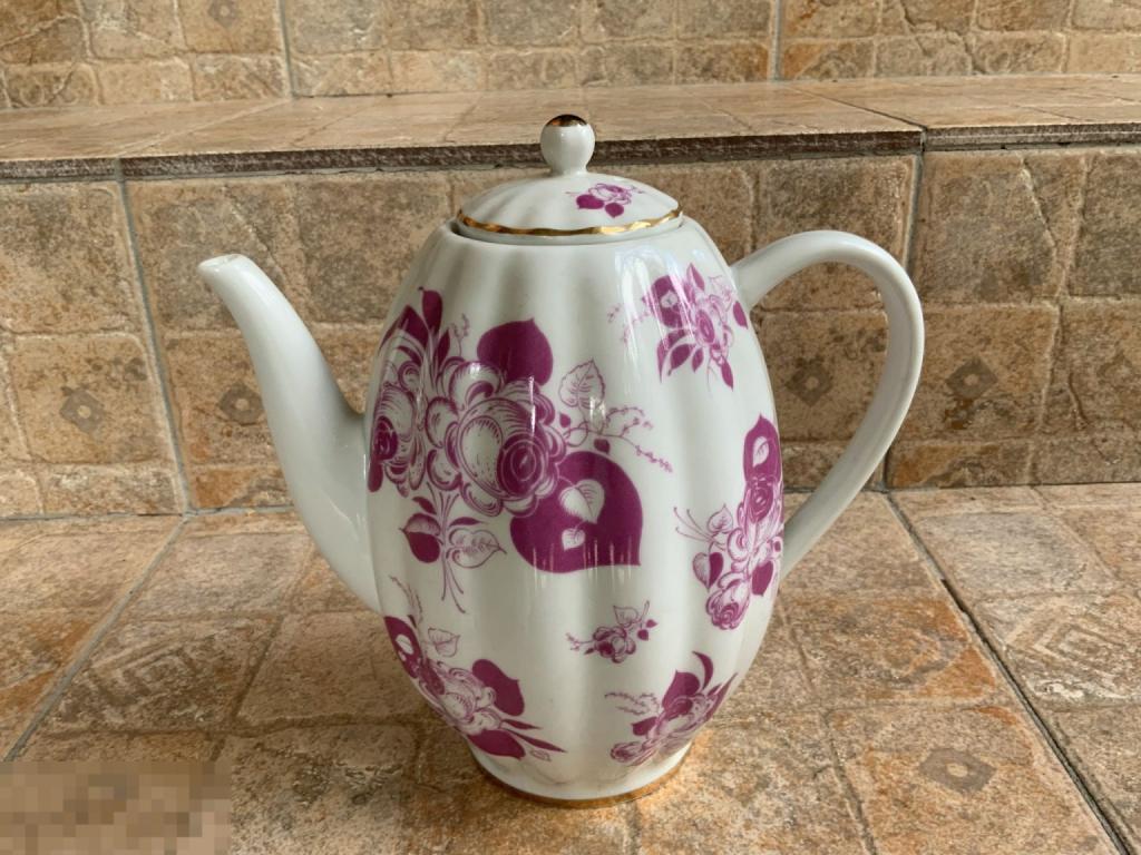 КОФЕЙНИК чайник из сервиза РОЗОВЫЕ РОЗЫ ЛФЗ Отл 