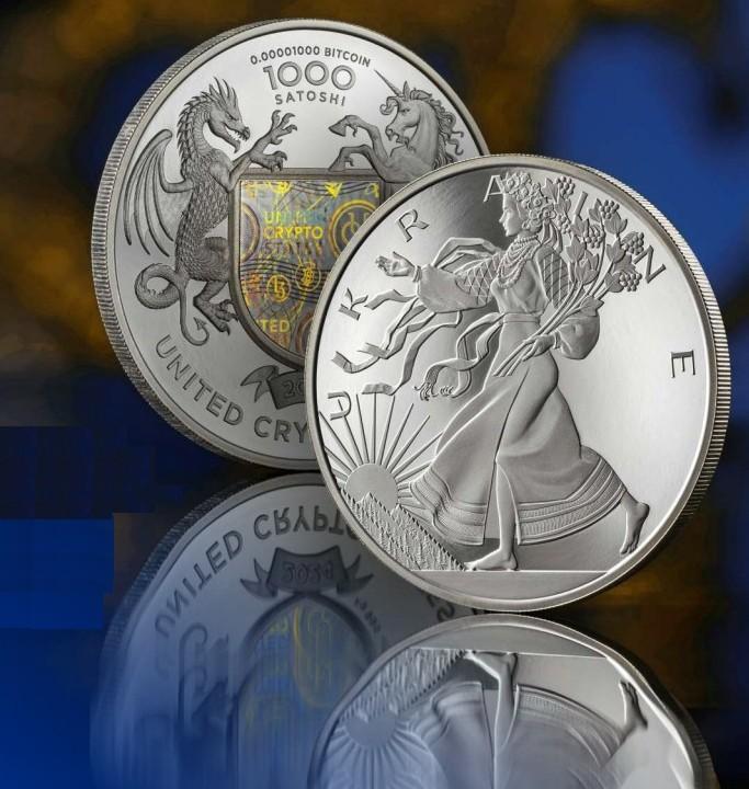 * ПОД ЗАКАЗ * United Crypto States 1000 сатоши 2024 Liberty * Биткоин * Bitcoin * Голограмма * Ag1oz