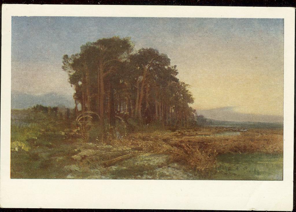 Открытка СССР 1955 г.  Роща. Худ.Васильев. Государственный Русский музей Чистая