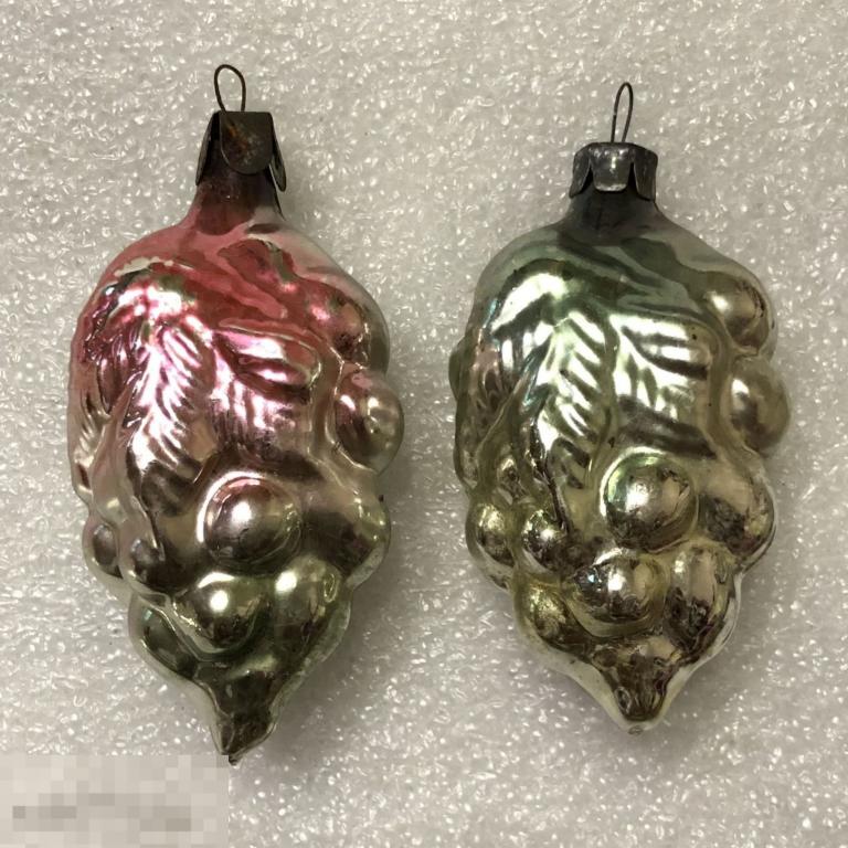 Елочная игрушка *Ягода. Виноград*, 2 шт, стекло, родной подвес (1585) 