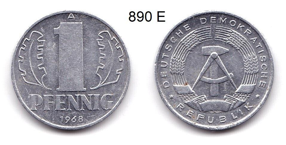 ГДР. 1 пфенниг. (А)  1968 год.