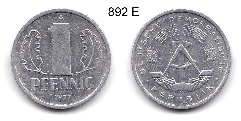 ГДР. 1 пфенниг. (А)  1977 год.