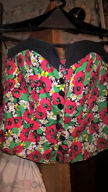 юбка шелк и топ с маками-ромашками  без брителей  Франция эксклюзив 