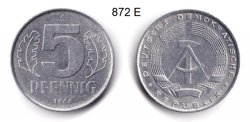 ГДР. 5 пфеннигов. (А)  1968 год.