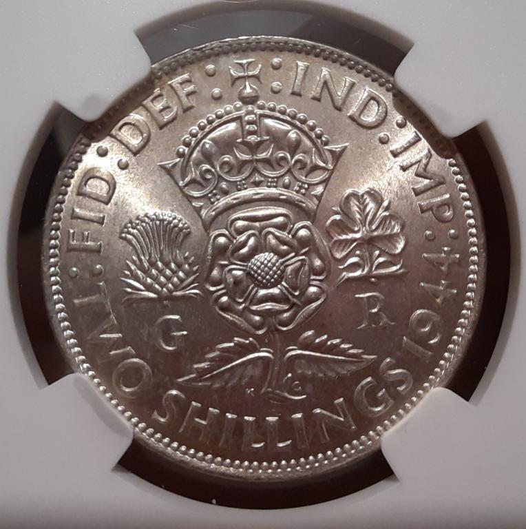 2 шиллинга 1944 Великобритания, слаб NGC MS63