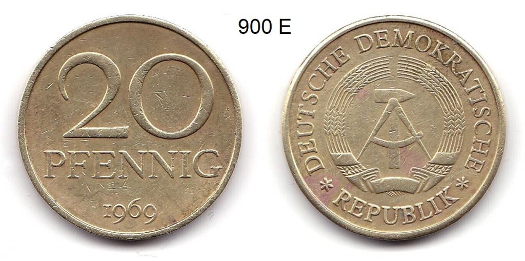 ГДР. 20 пфеннигов.  1969 год.
