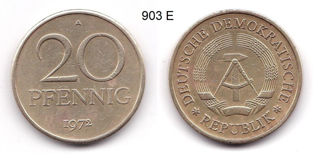 ГДР. 20 пфеннигов. (А) 1972 год.