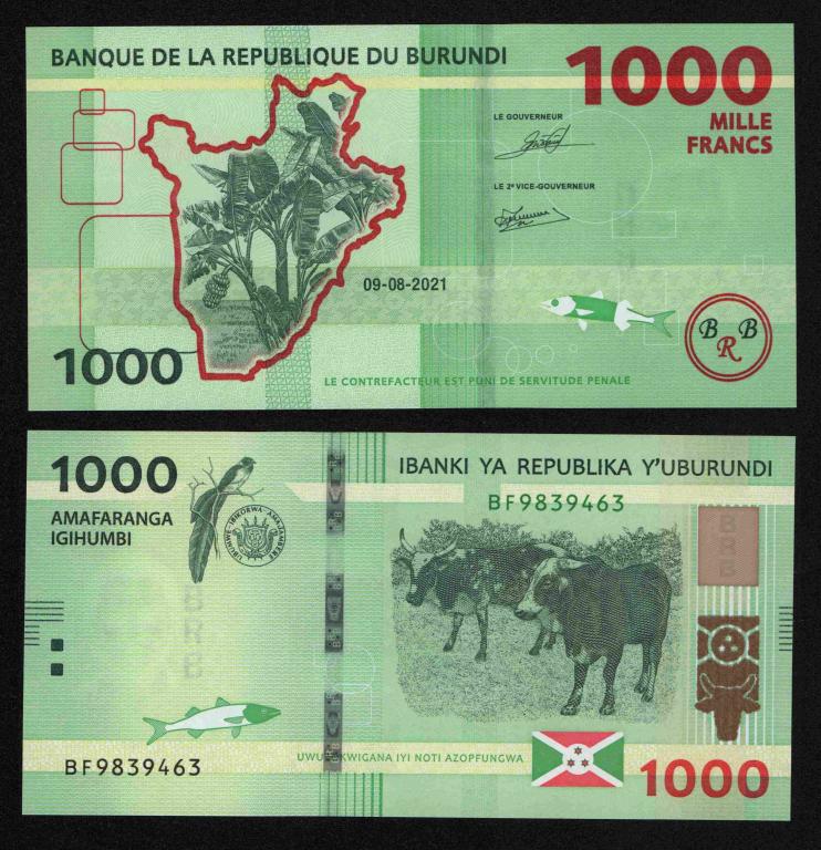 Бурунди 1000 Франков 2021 P51 UNC (ПРЕСС)