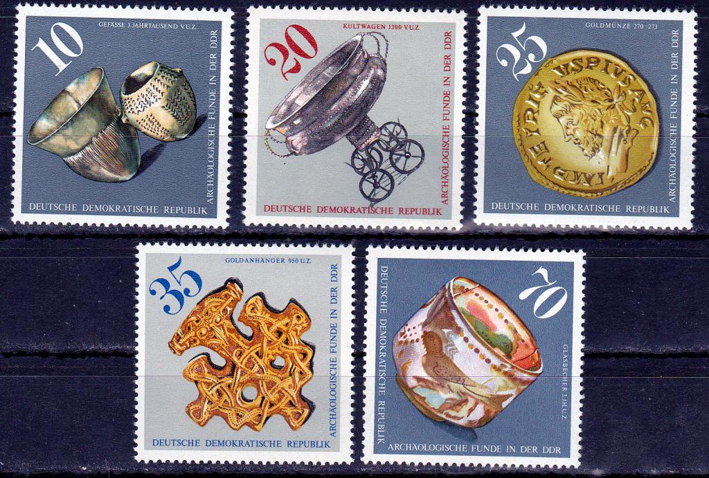 Марки ГДР 1976 Mi № 2182-2186 Музейные экспонаты Серия 5 марок MNH ** Искусство