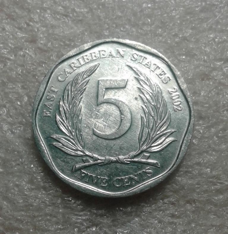 5 центов, 2002 года. Восточные Карибы , Елизавета II.  AU/UNC. (2Д19)