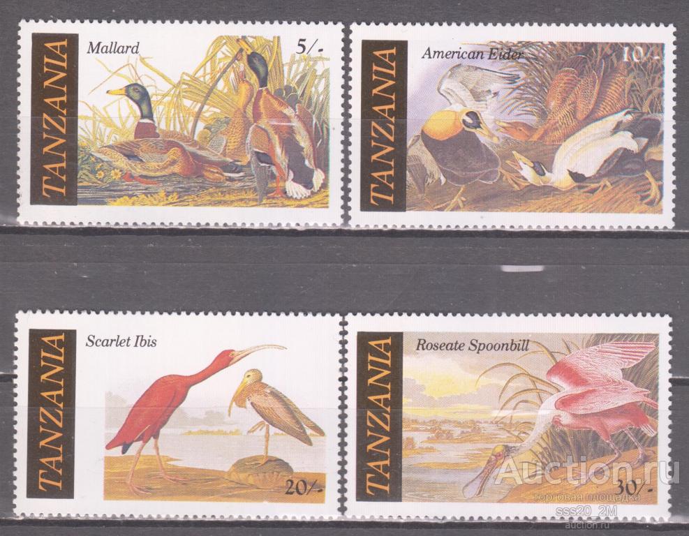 Танзания 1986 птицы Одюбон Mi315-318 MNH