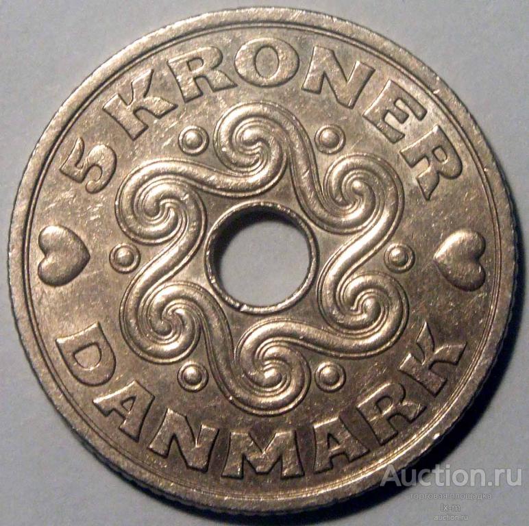 Дания 1991 г. 5 крон штемпельный блеск (остатки)