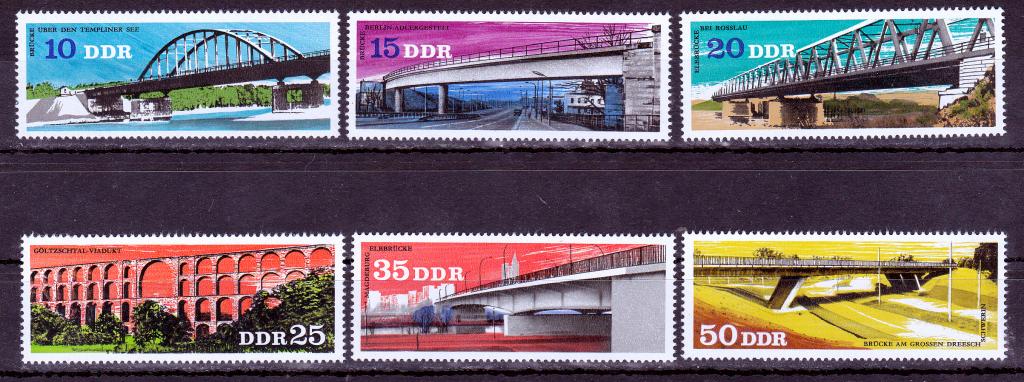 Марки ГДР 1976 Mi № 2163-2168 Мосты Серия 6 марок MNH ** Архитектура