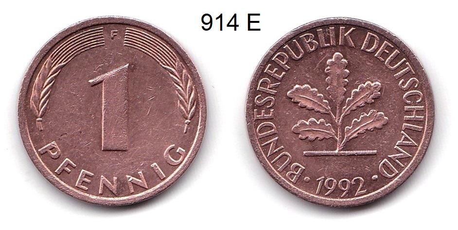 ФРГ. 1 пфенниг. 1992 год (F).