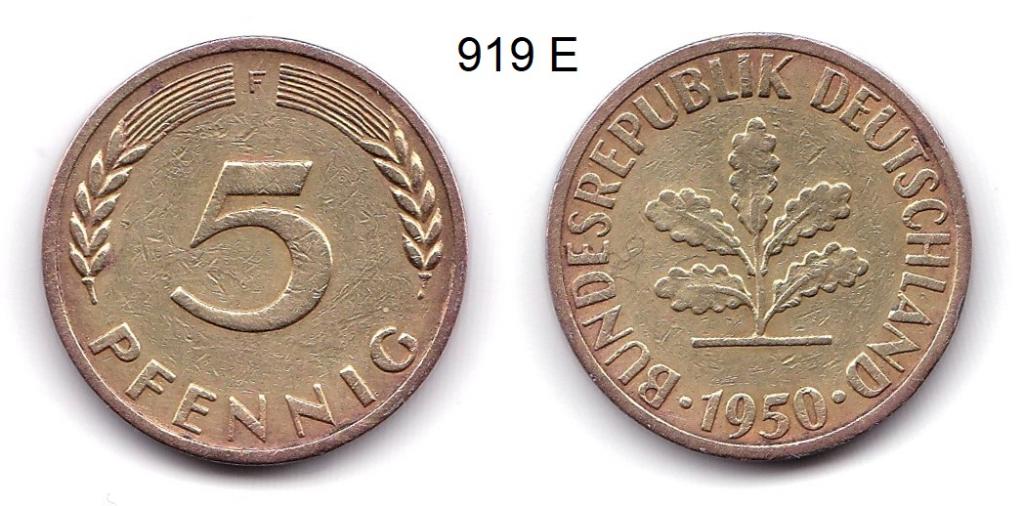 ФРГ. 5 пфеннигов. 1950 год (F).