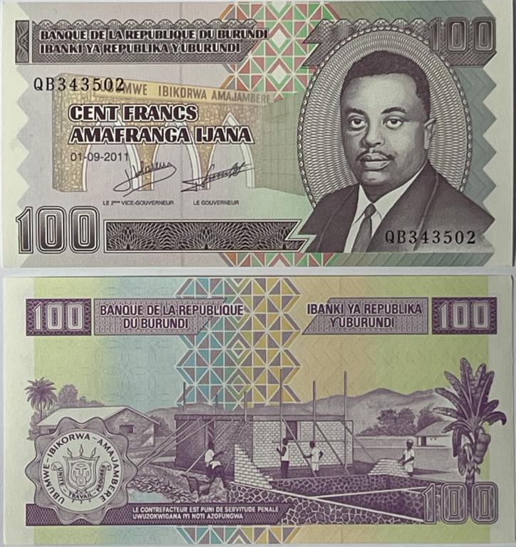 Бурунди 100 франков 2011 год Пресс UNC