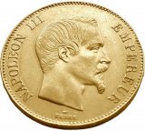 Франция. 100 франков 1858 г. Золото. 32,25806 гр*0.900  0,9334 oz