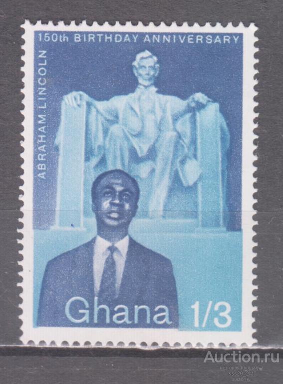 Гана 1959 150-летие Авраама Линкольна президент Кваме Нкрума Mi40 MNH