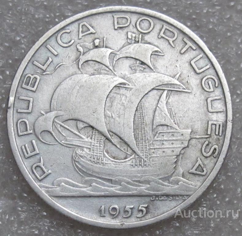 Португалия. 10 эскудо 1955 г. серебро