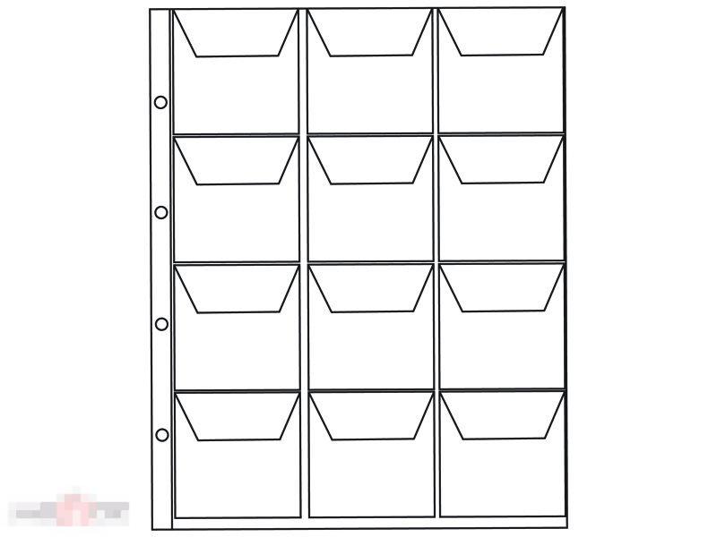 Листы для монет формата Оптима под холдеры на 12 ячеек