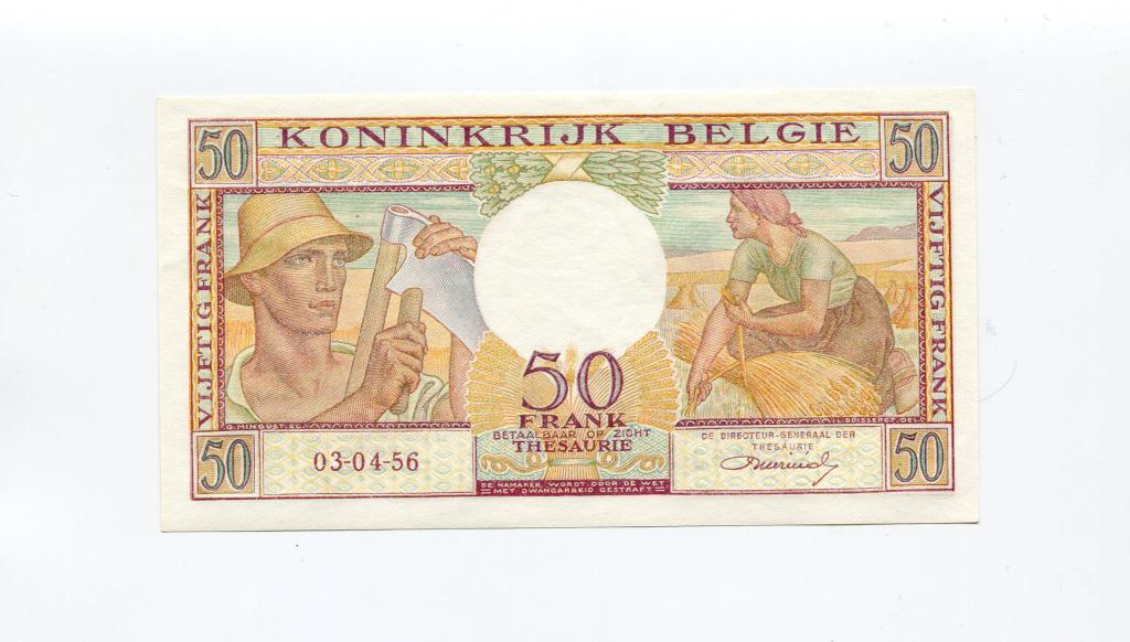 Бельгия, 1956 год, 50 франков, UNC