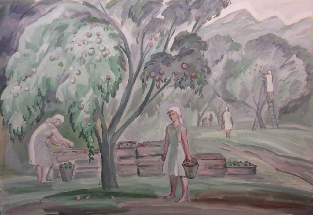 Пискарева А. Н. "Сбор яблок" 1986 г.