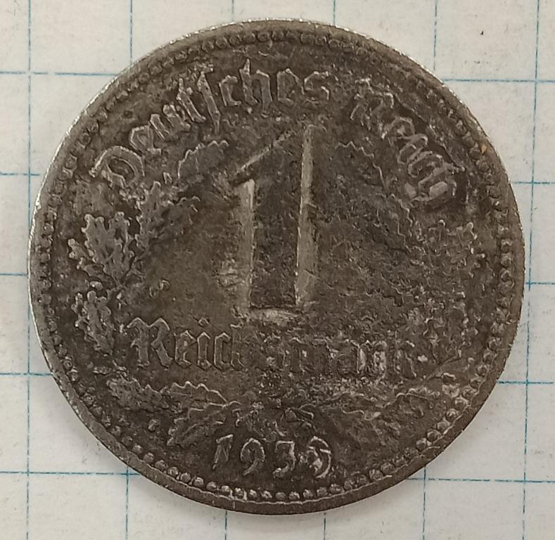 1 рейхсмарка 1939 Германия 3 Рейх (022560)