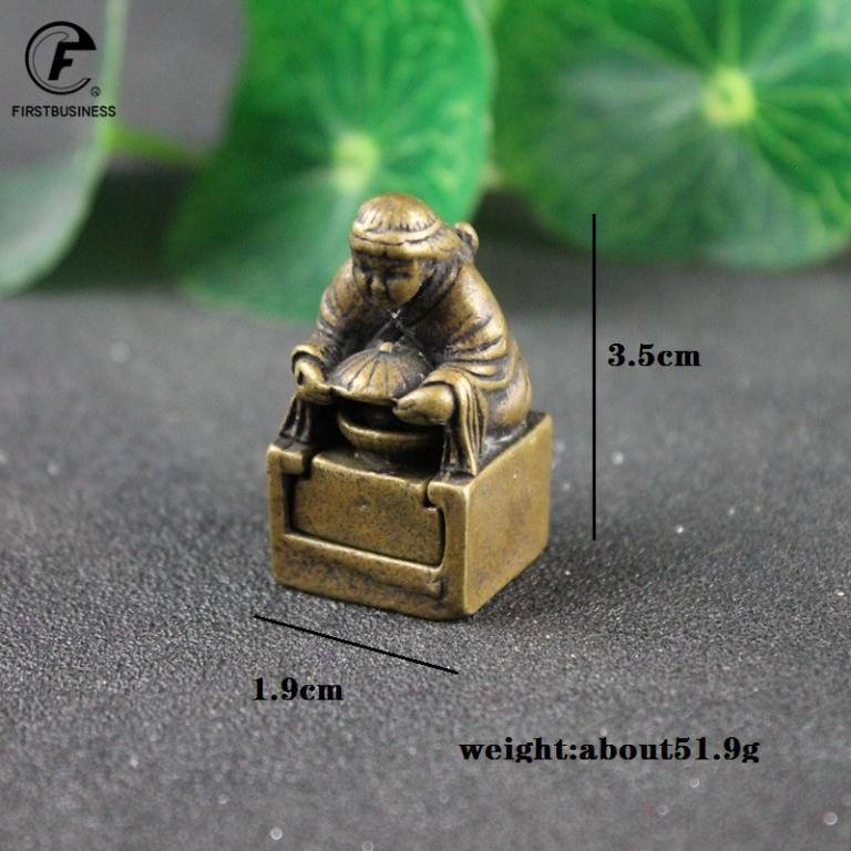 Печать №001 монах 2 в 1 Китай мини фигурка латунь ручная работа
